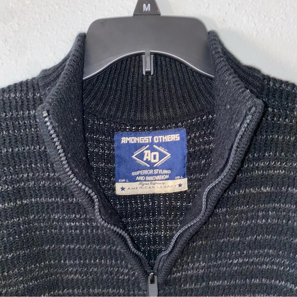 NWT AMONGST OTHERS MEN'S 1/4 ZIP PULLOVER SWEATER BLACK - Picture 3 of 4
